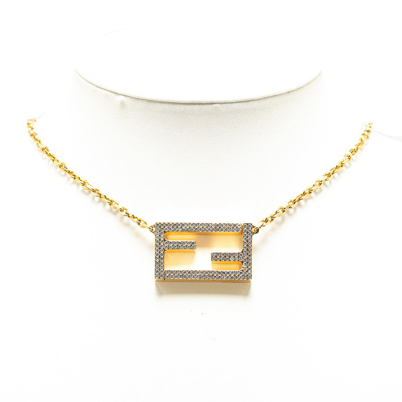 Fendi FF logo line stone chain necklace g metal ladies Fendi