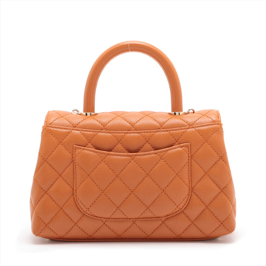 Chanel Coco Handle 24 XS Caviar S 2WAY Handbag Orange G  A92990