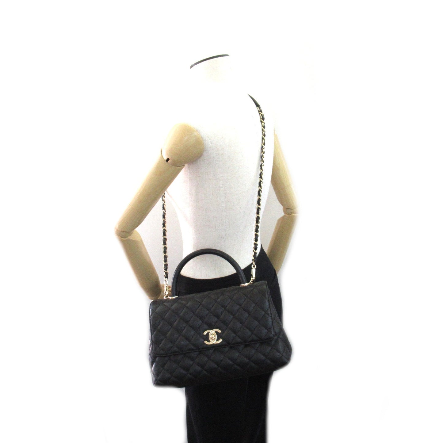 Chanel Coco Handler 2w Shoulder 2way Shoulder Bag Caviar S  Black A92991