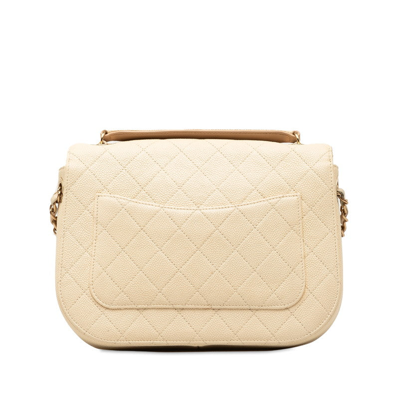 Chanel Matrases Coco Shoulder Bag White Brown Matt Caviar S  Chanel