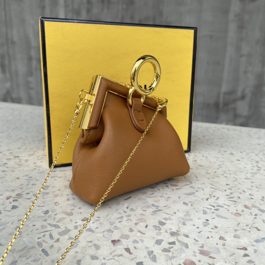 Fendi Nano Fendirst Charm Brown Bag For Woman 10cm/4in