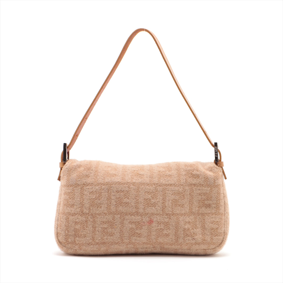 Fendi Mamma Bucket Wool x Leather Shoulder Bag Beige 26424