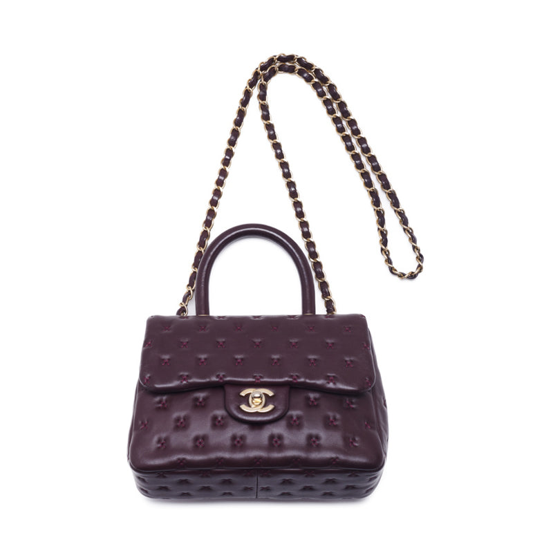 CHANEL Cross Stitch Coco Handle 2WAY Handbag  Bordeaux  Handbag  Shoulder Bag Ladies Handbag Hybrid 【 Ship】 Ladies Shoulder Bag Ladies Online