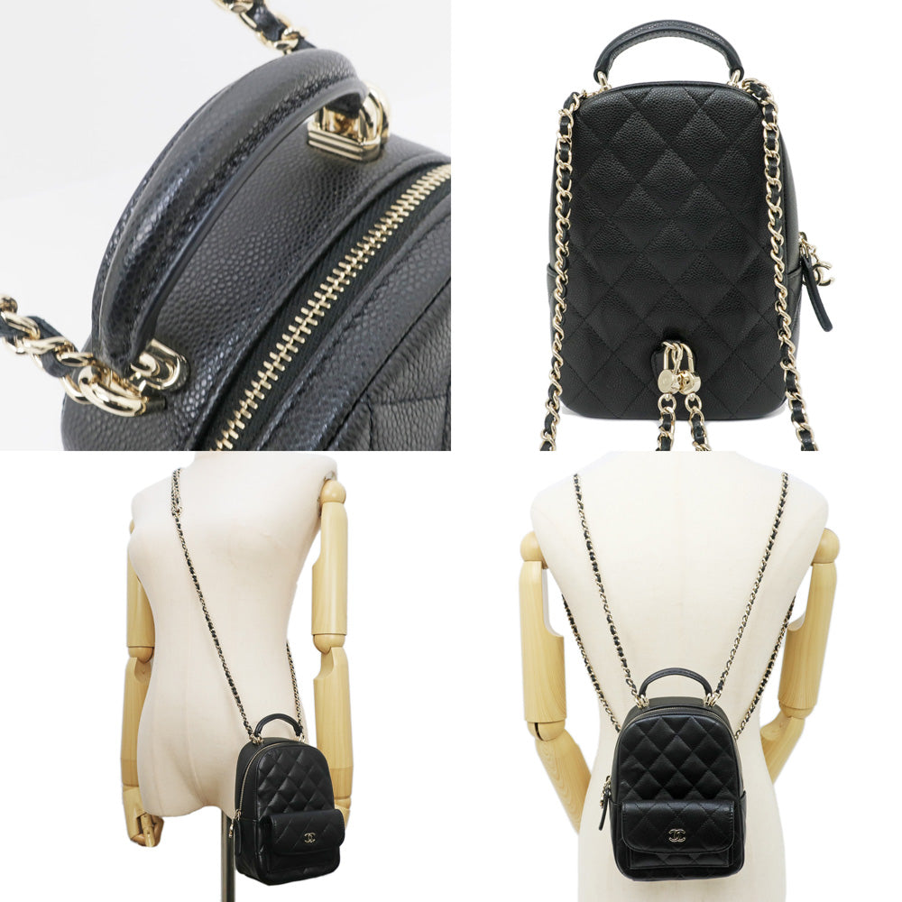 CHANEL 3WAY Backpack Mini Matrasse BK Black Caviar S Rucksack Shoulder Bag  Handbag