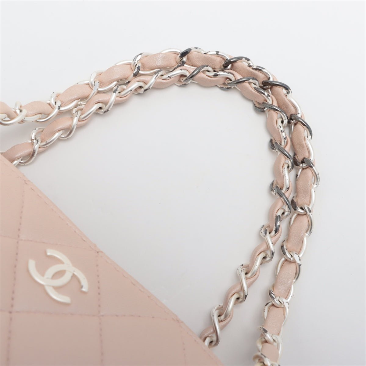 Chanel Matrasse Leather Chain Handbag Pink Silver G  6th