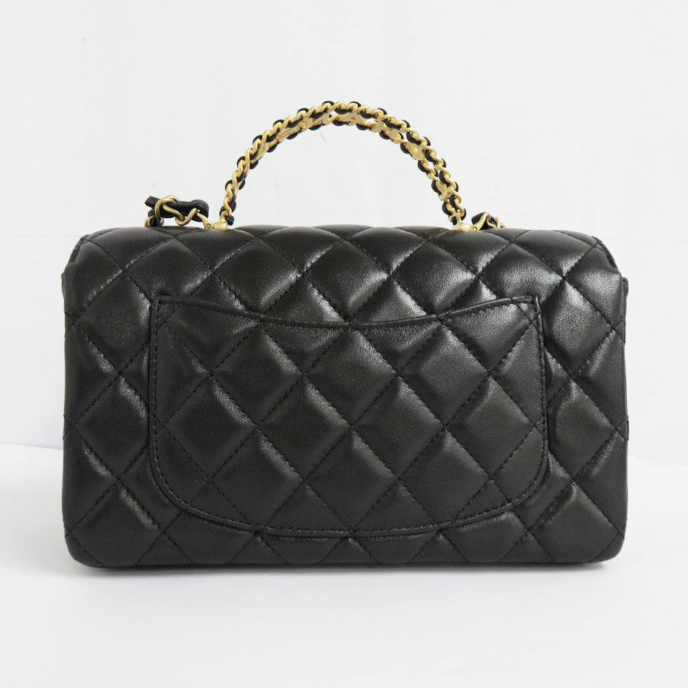 CHANEL CHANEL Top Handle Flap Bag AS4530 Black G  Chain Shoulder Bag  Coco Black 24C Logo Handle Leather