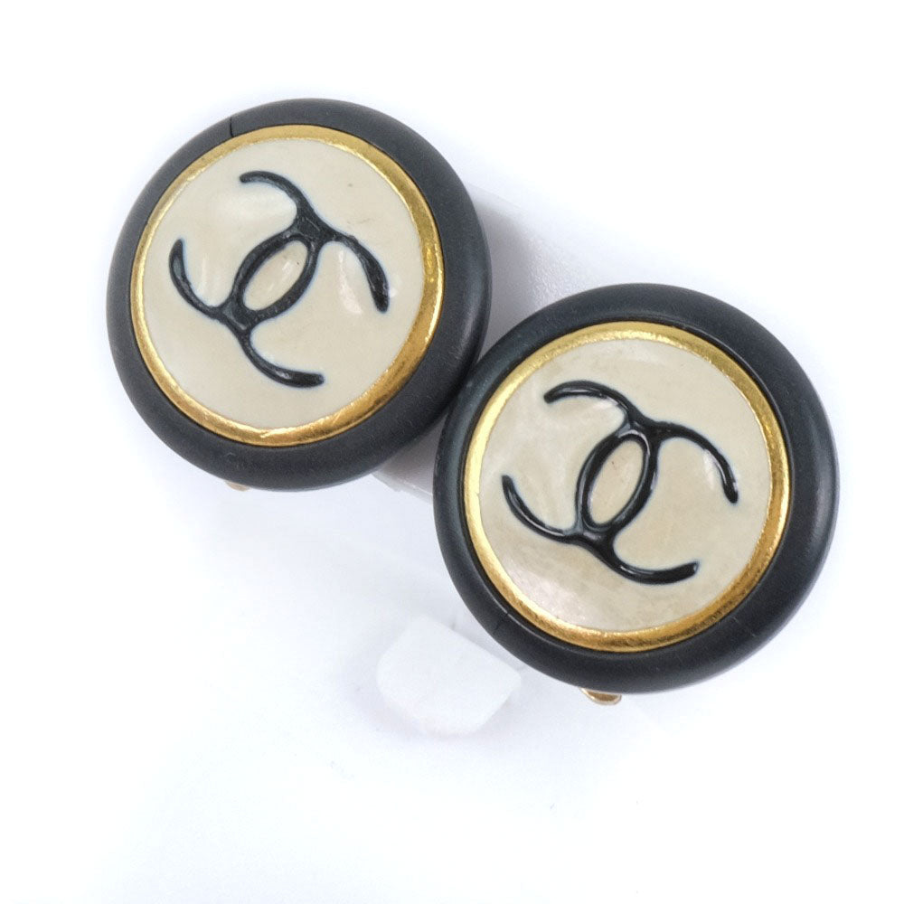 Chanel Chanel Coco Mark Earring Black 97P  6.5g Coco Mark