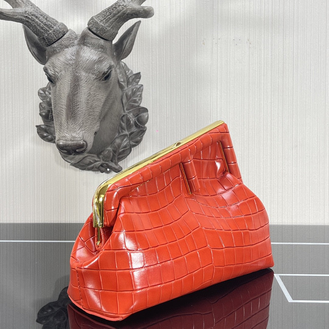 Fendi Fendirst Small Orange Crocodile Bag For Woman 26cm/10in