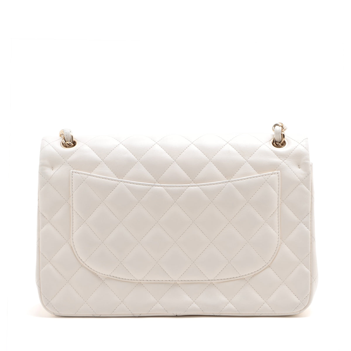 CHANEL DECAMATRASSÉ 30 RAGE Lambskinkin DOBLE FLAP Double Chain Bag White G  17th A58600