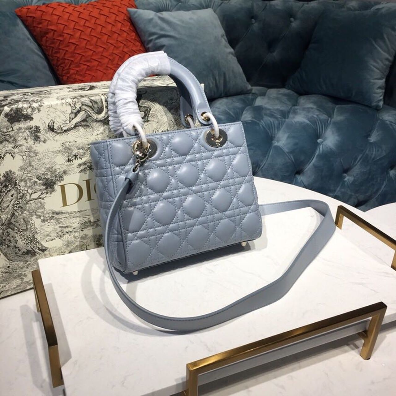 Christian Dior Small Lady My ABCBag Denim Blue Cannage