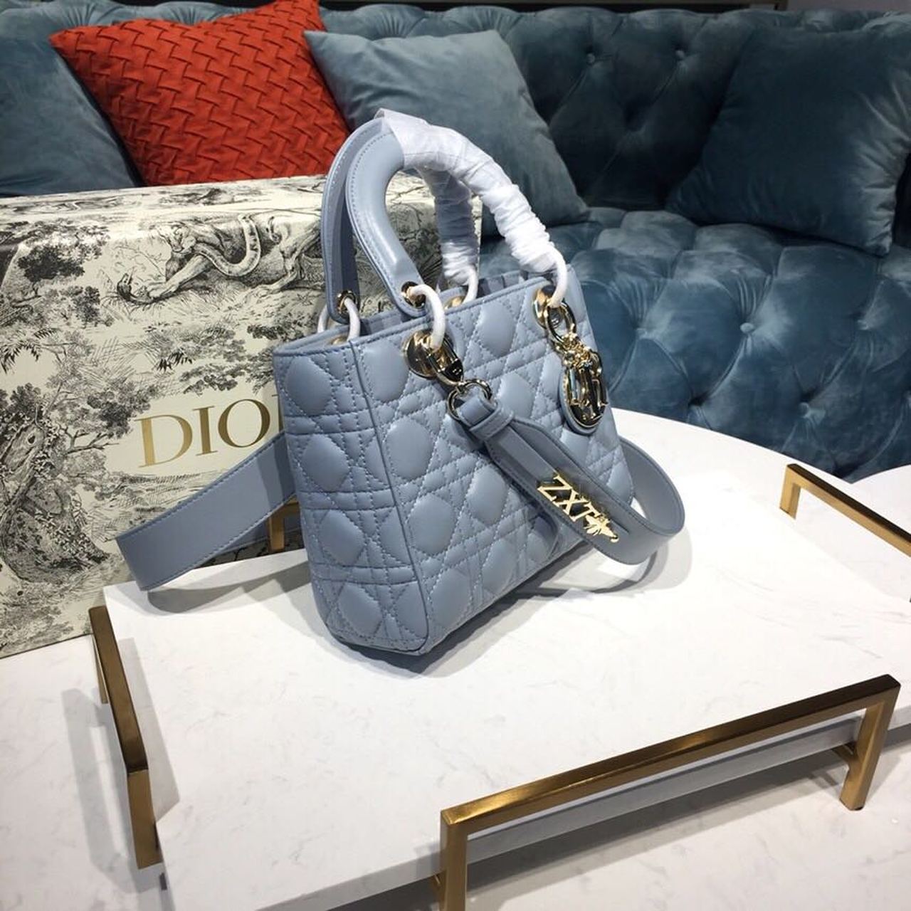 Christian Dior Small Lady My ABCBag Denim Blue Cannage