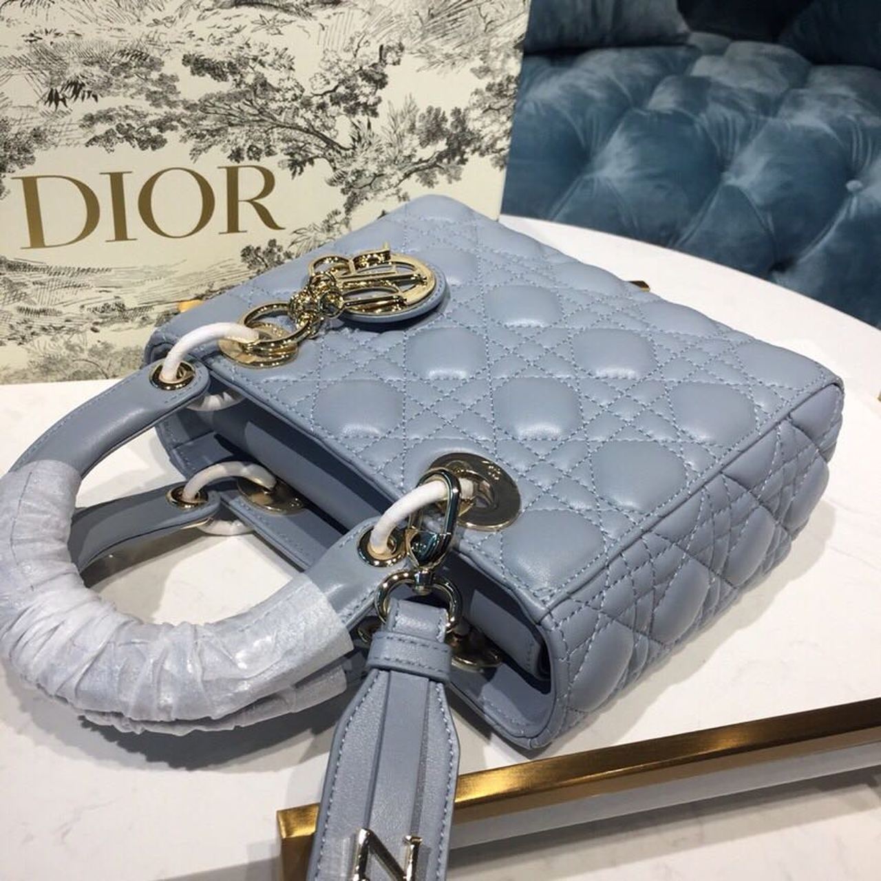 Christian Dior Small Lady My ABCBag Denim Blue Cannage