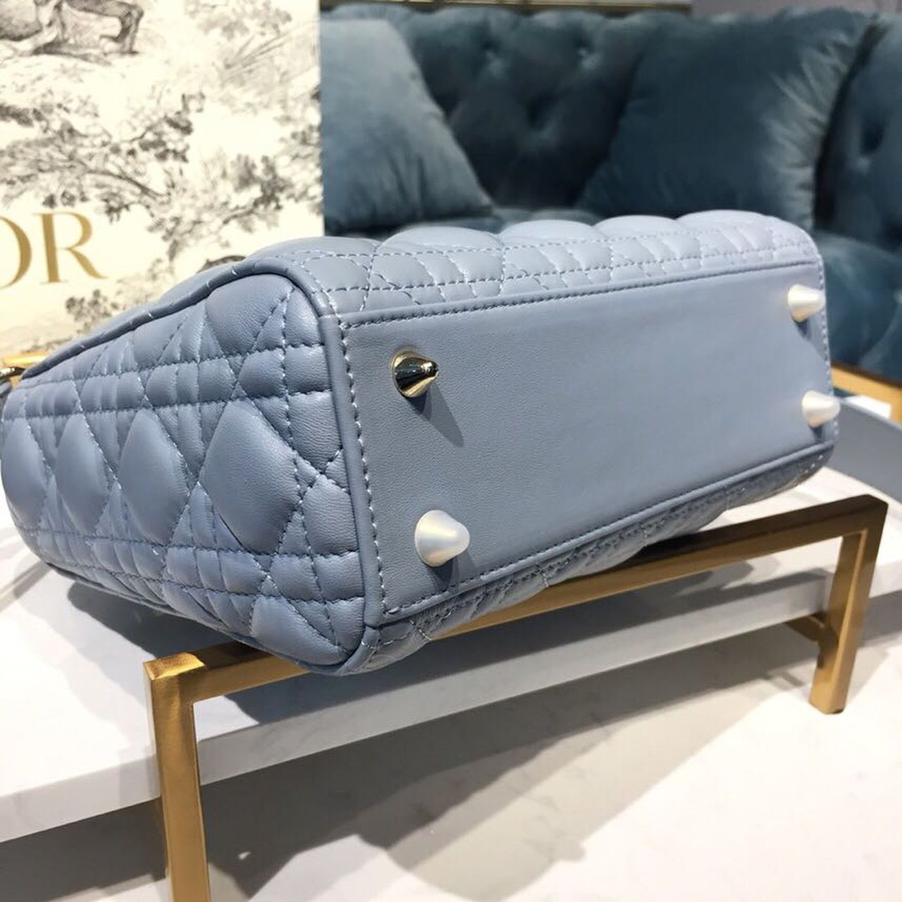 Christian Dior Small Lady My ABCBag Denim Blue Cannage