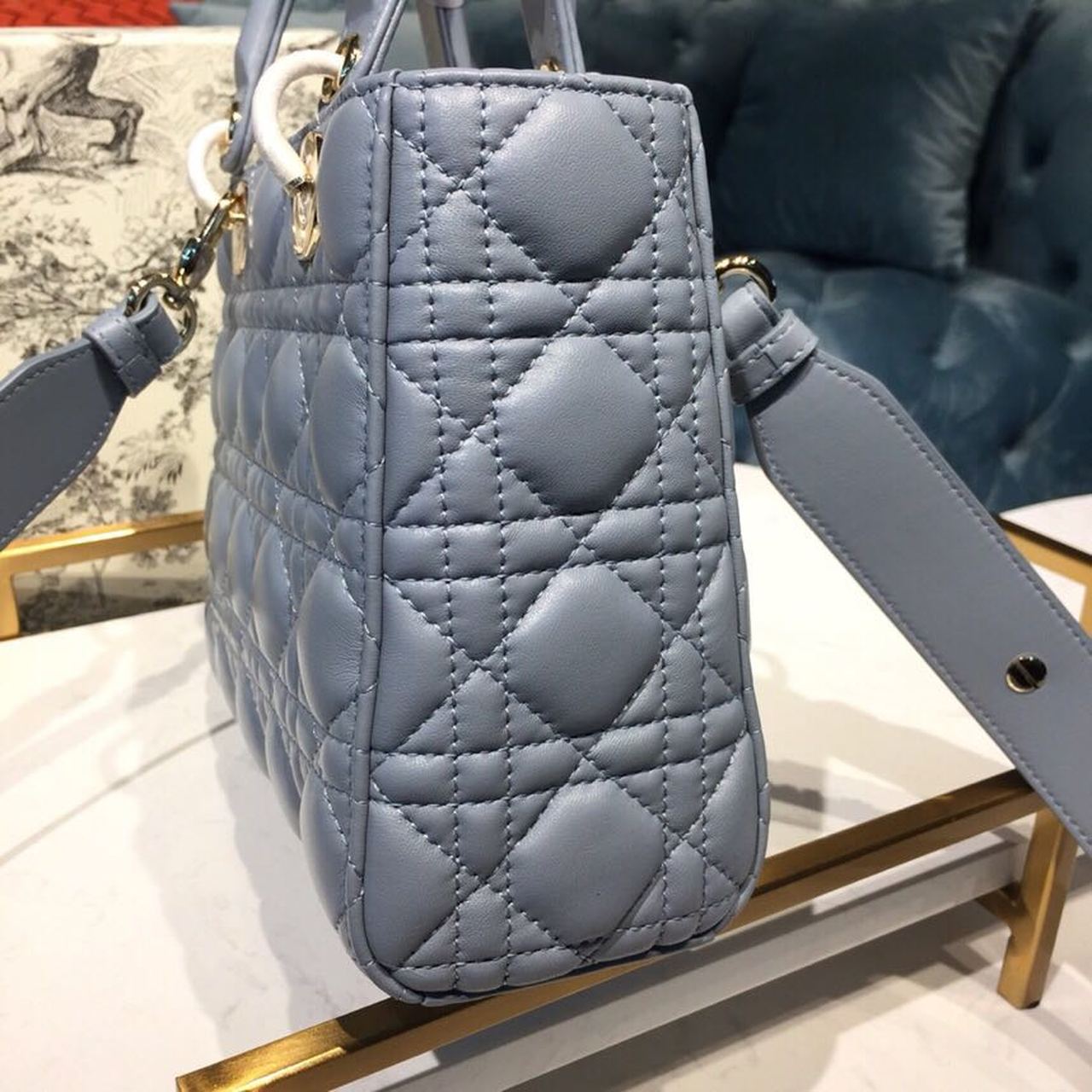 Christian Dior Small Lady My ABCBag Denim Blue Cannage