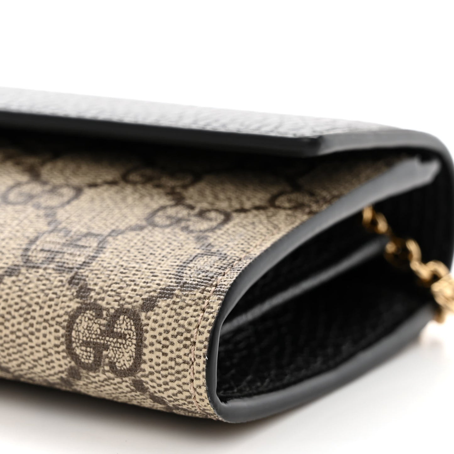 Gucci  Dollar Calfskin GG Supreme Monogram Petite GG Marmont Wallet Chain Bag Black Beige Ebony