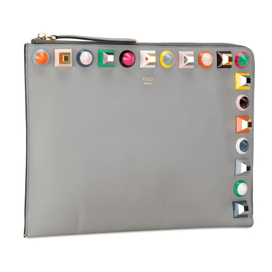 Fendi Multifunctional Clutch Bag 8M0370 Grey Multicolor Leather  Fendi