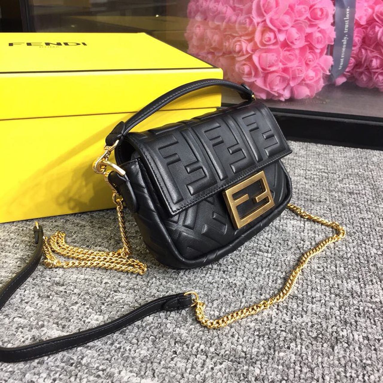 Fendi Baguette Nappa Black Crossbody Bags