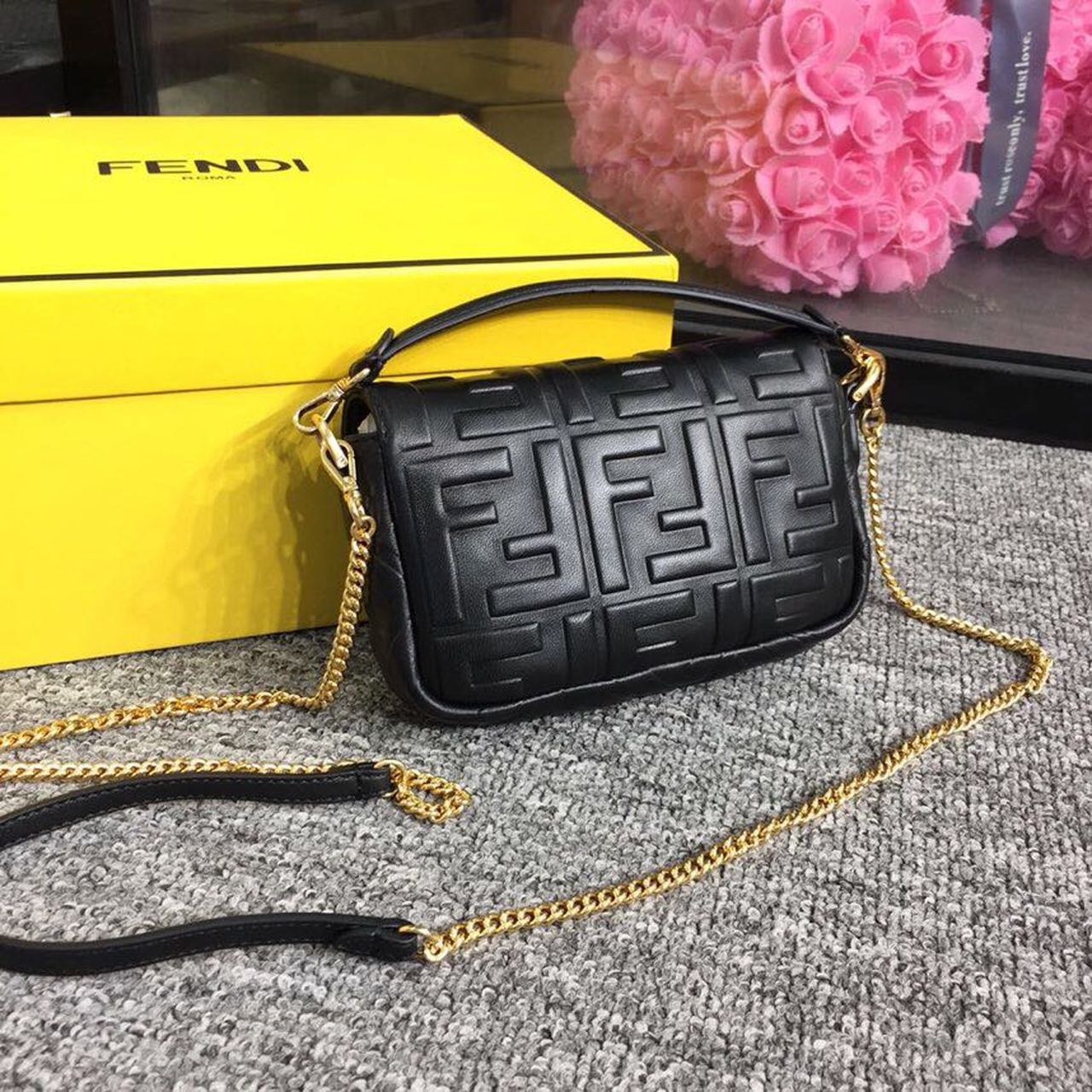 Fendi Baguette Nappa Black Crossbody Bags