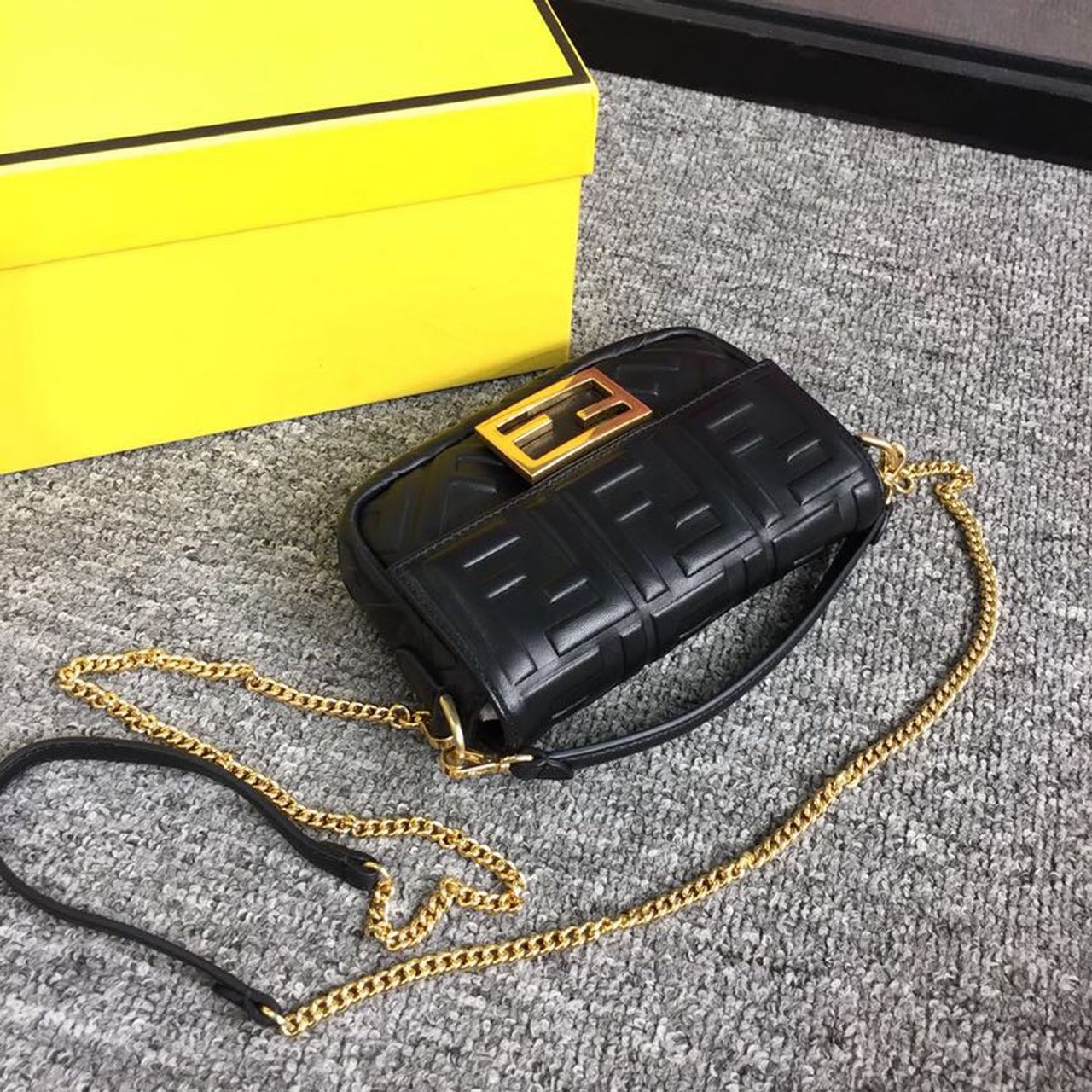 Fendi Baguette Nappa Black Crossbody Bags