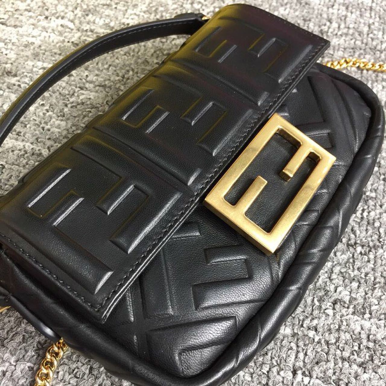 Fendi Baguette Nappa Black Crossbody Bags