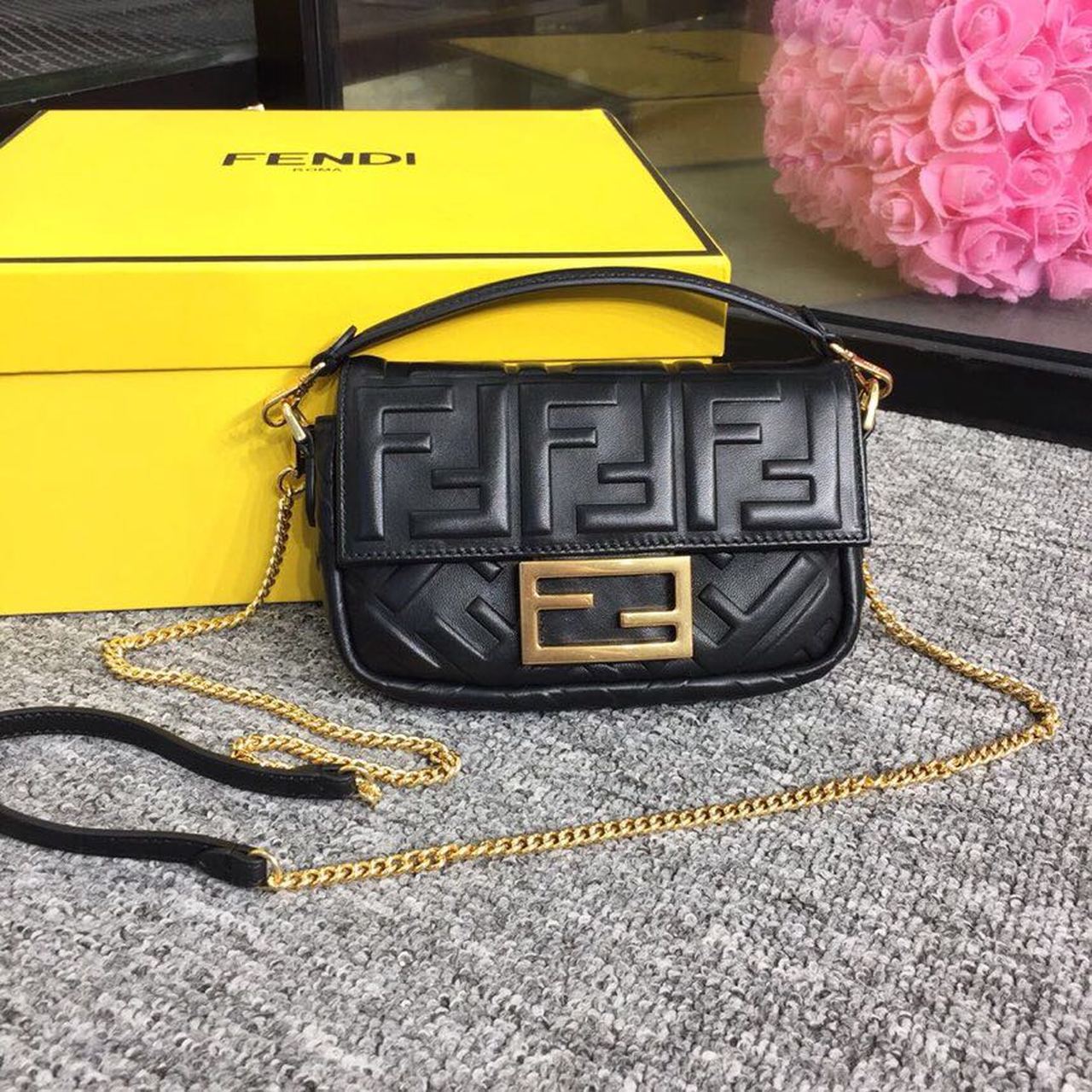 Fendi Baguette Nappa Black Crossbody Bags