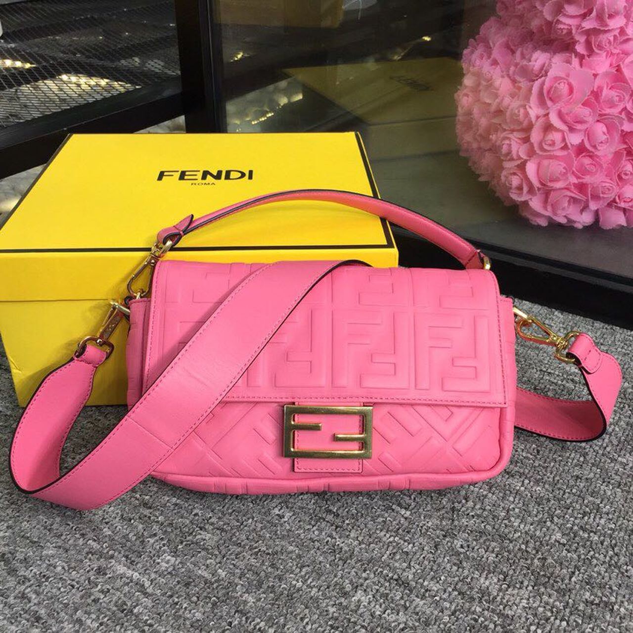 Fendi Baguette Nappa Pink Crossbody Bags