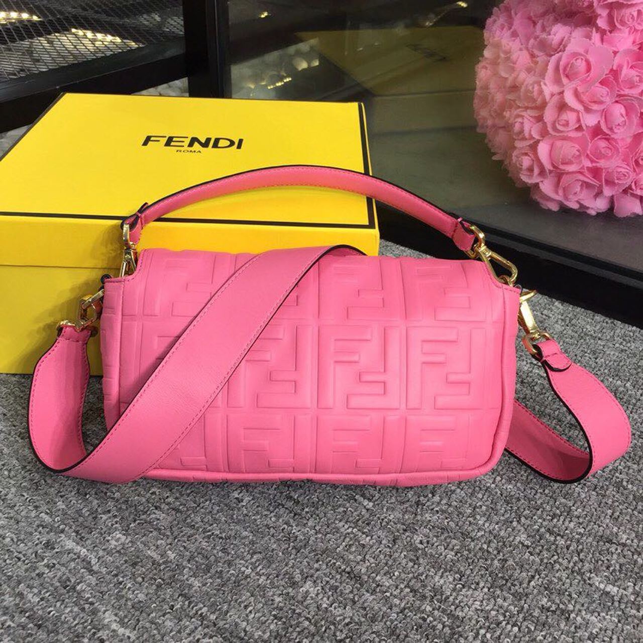 Fendi Baguette Nappa Pink Crossbody Bags