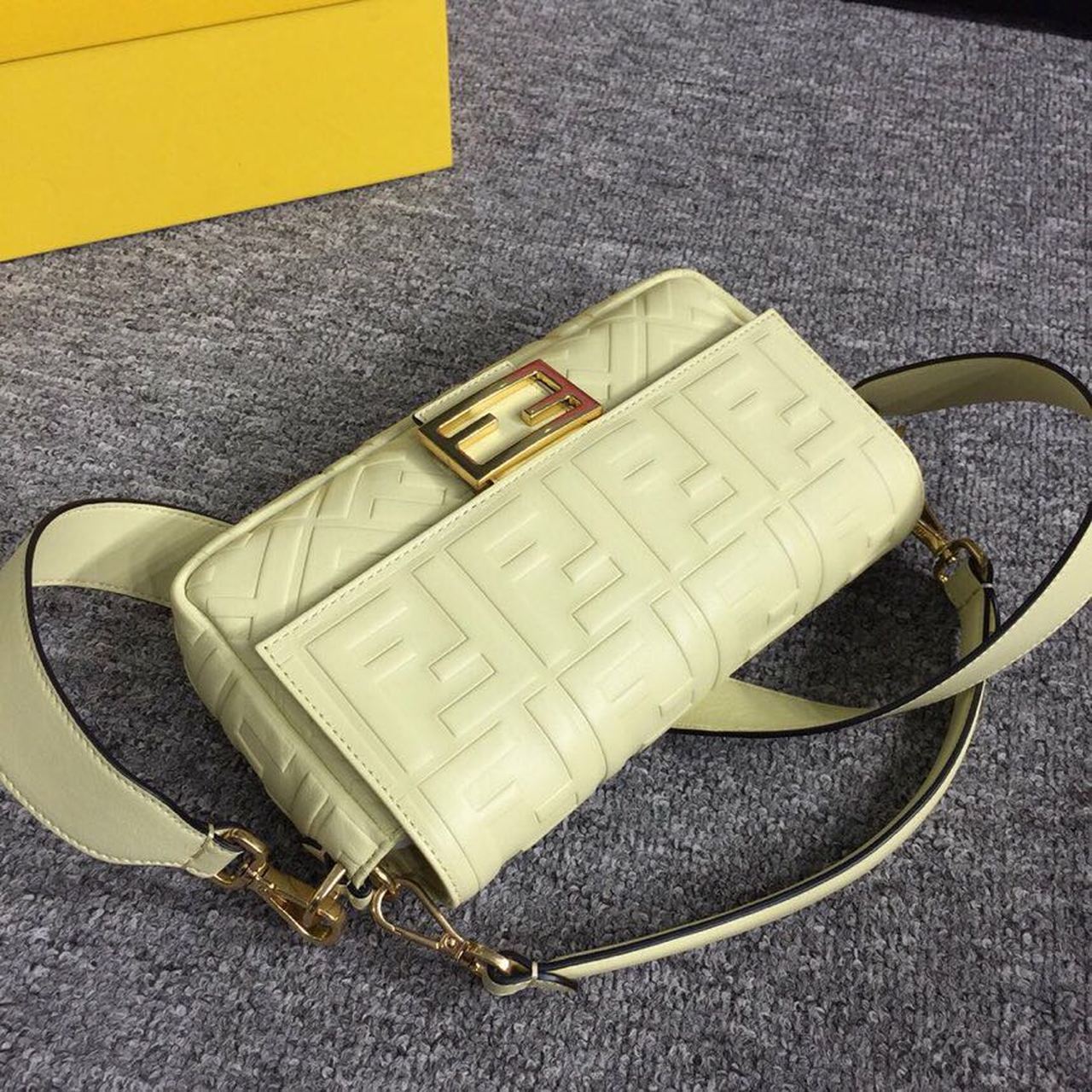 Fendi Baguette Nappa Cream Crossbody Bags