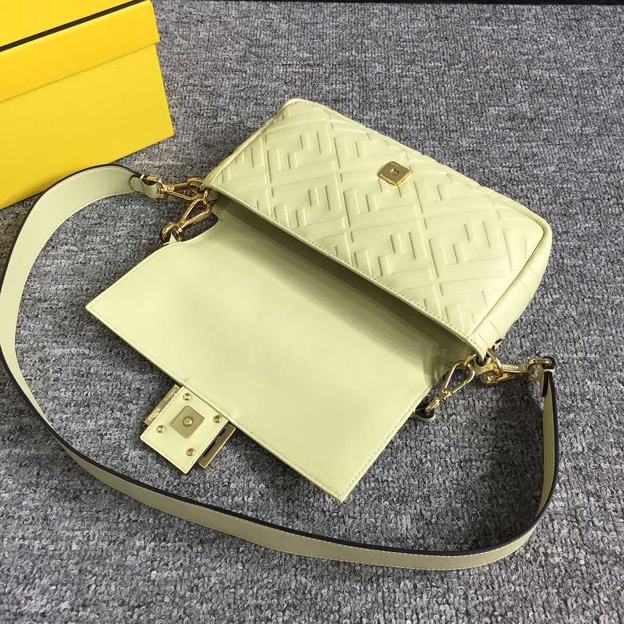 Fendi Baguette Nappa Cream Crossbody Bags