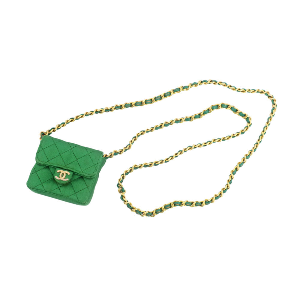 Chanel Mini Matrasse Chain Sheldon 1770466 Green Green GD G  Satin