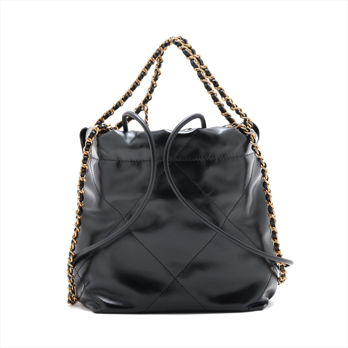 Chanel 22 Mini Leather Chain Shoulder Bag Black G  AS3980