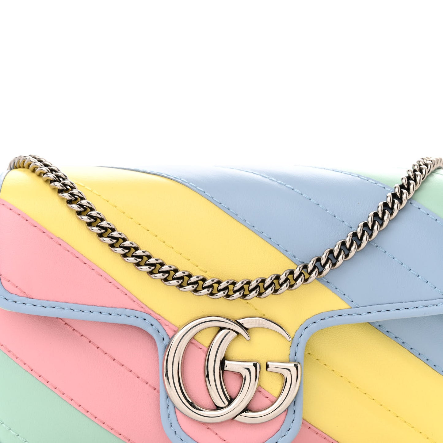 Gucci Calfskin Matelasse Diagonal Super Mini GG Marmont Shoulder Bag Multicolor Pastel