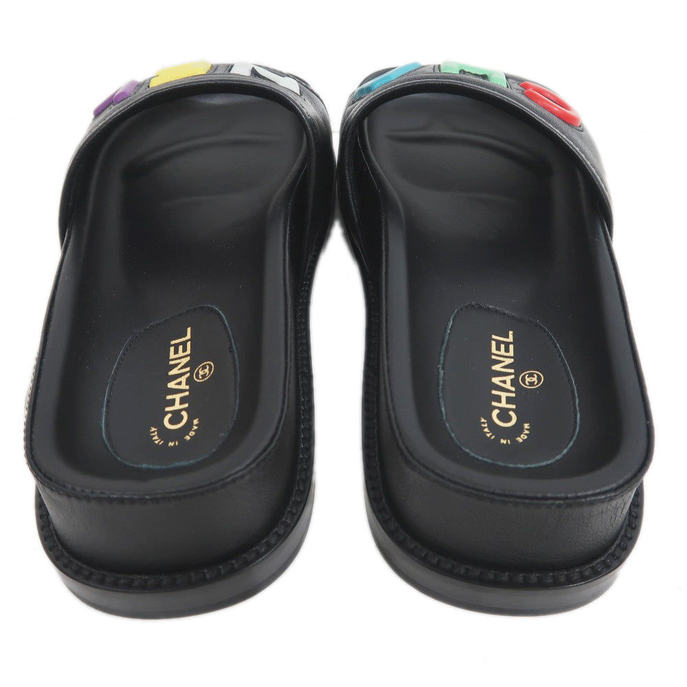 Chanel Multicolor Logo Sandals G38933 Black Size 36C