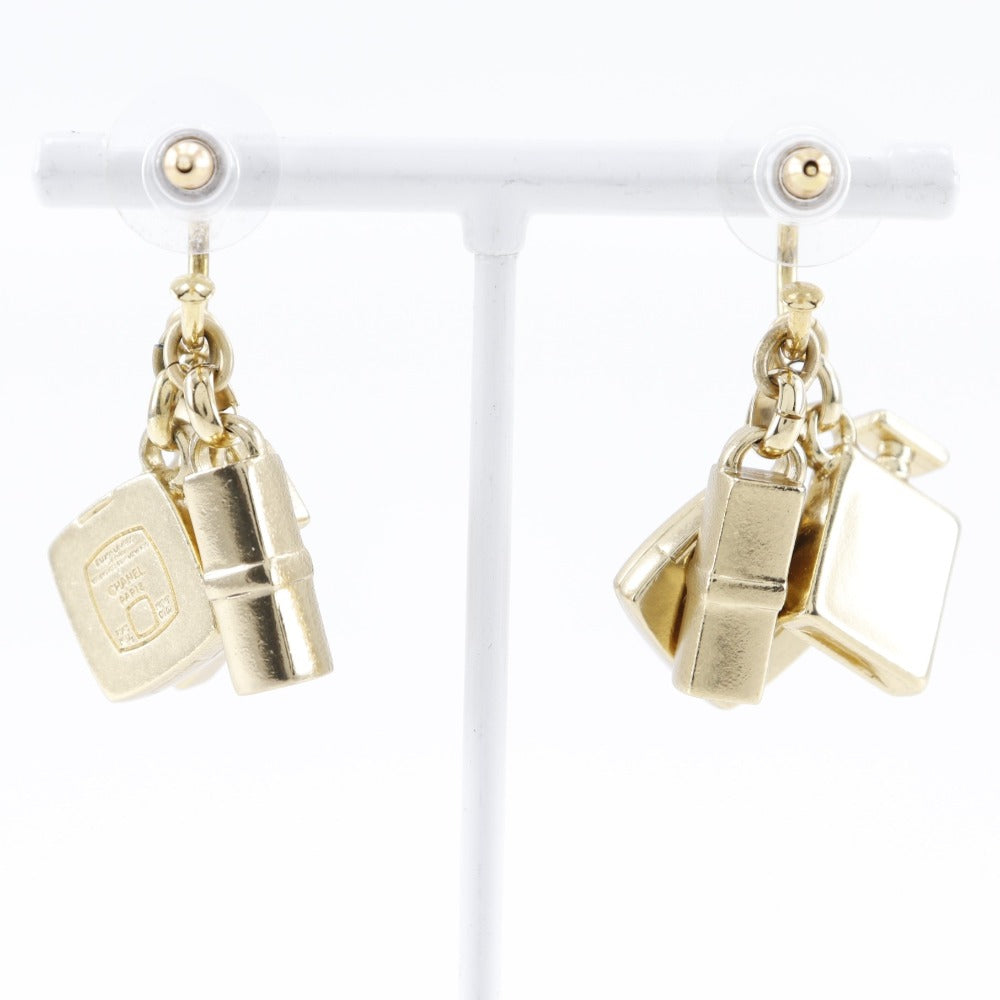 CHANEL CHANEL 3P Charm Stud Earrings Coco Swing G  French Square  28.4g 3P Charm  Charm