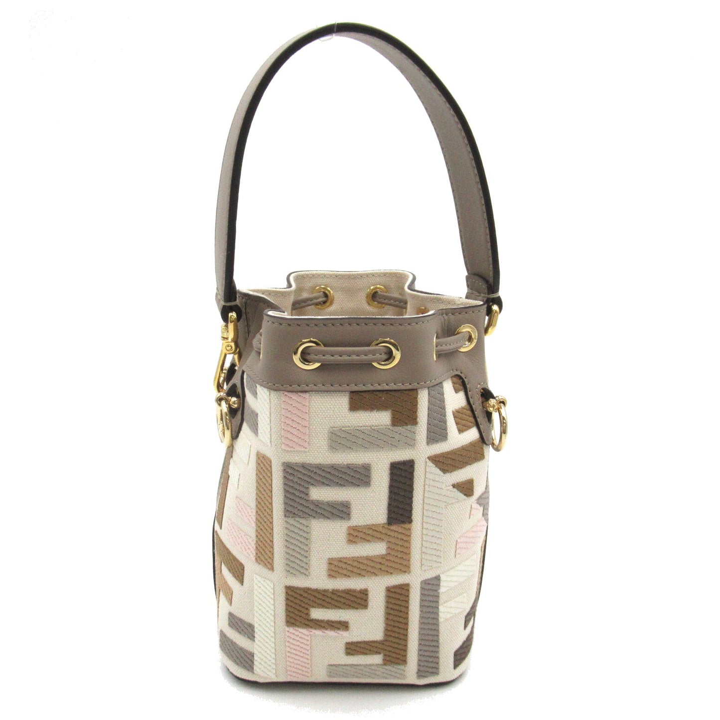 Fendi Fendi Mini Tresor 2w Shoulder 2way Shoulder Bag Linen Leather  Grey / Multicolor 8BS010APKEF1MB4