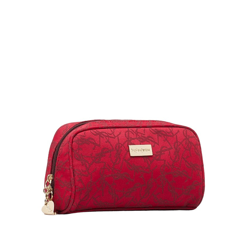 Saint Laurent Monogram Logo Pouch Red Canvas  Saint Laurent