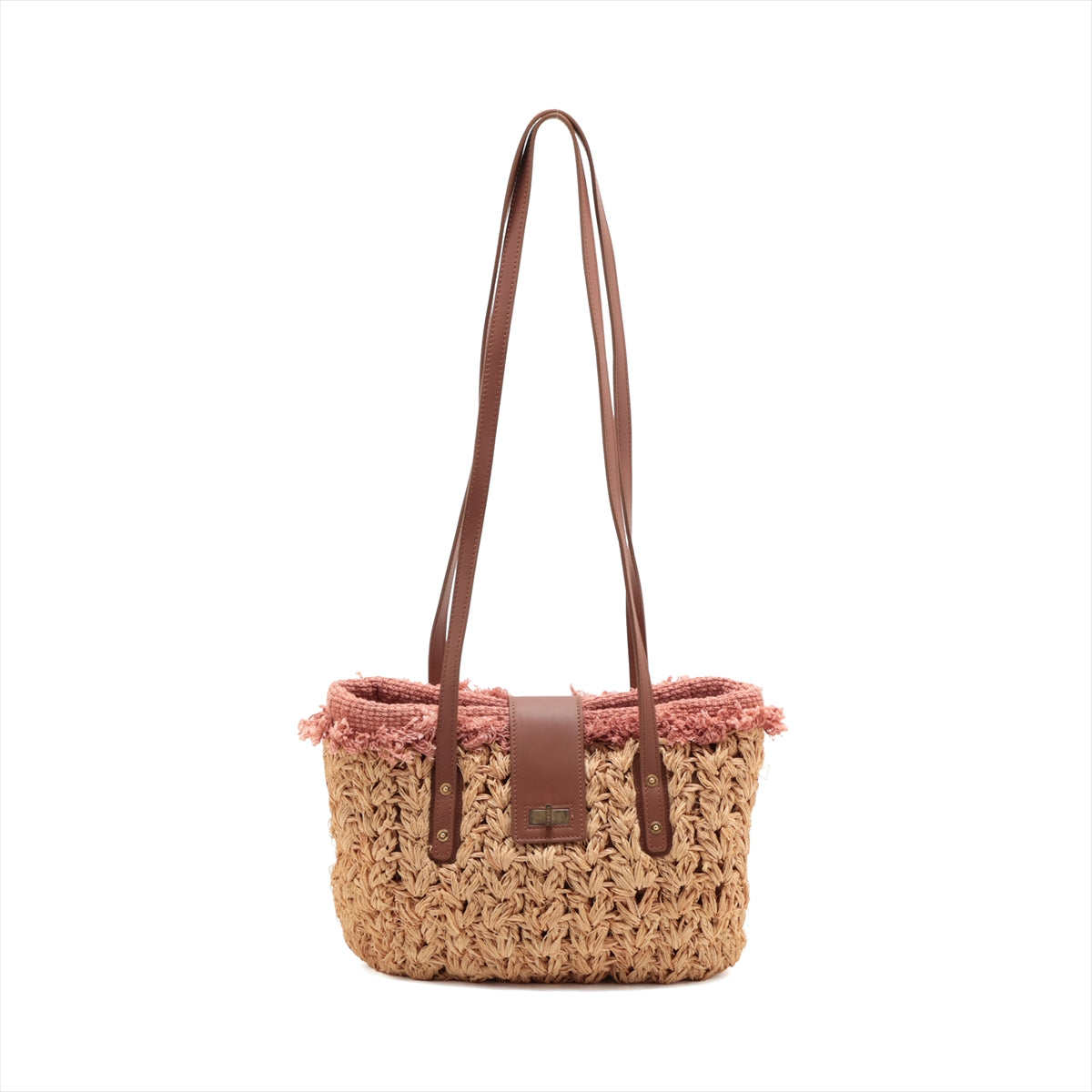 Chanel 2.55 Raffia X Leather Tote Bag Beige G  14th