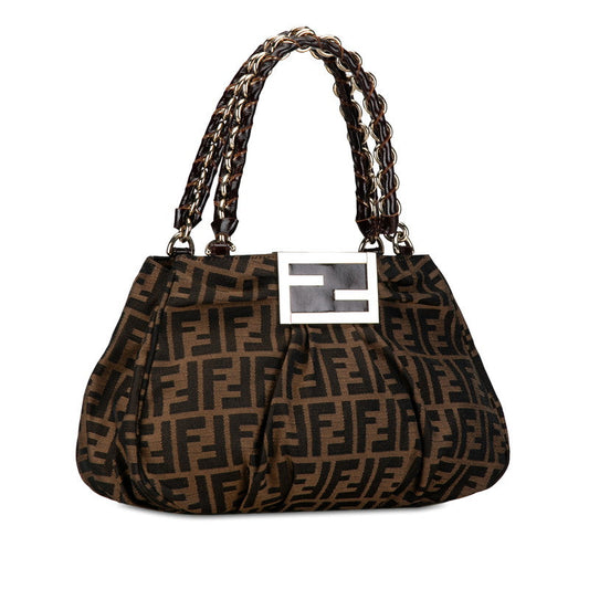 Fendi Zucca Miyakeen Handbag 8BR615 Brown Canvas Leather  Fendi