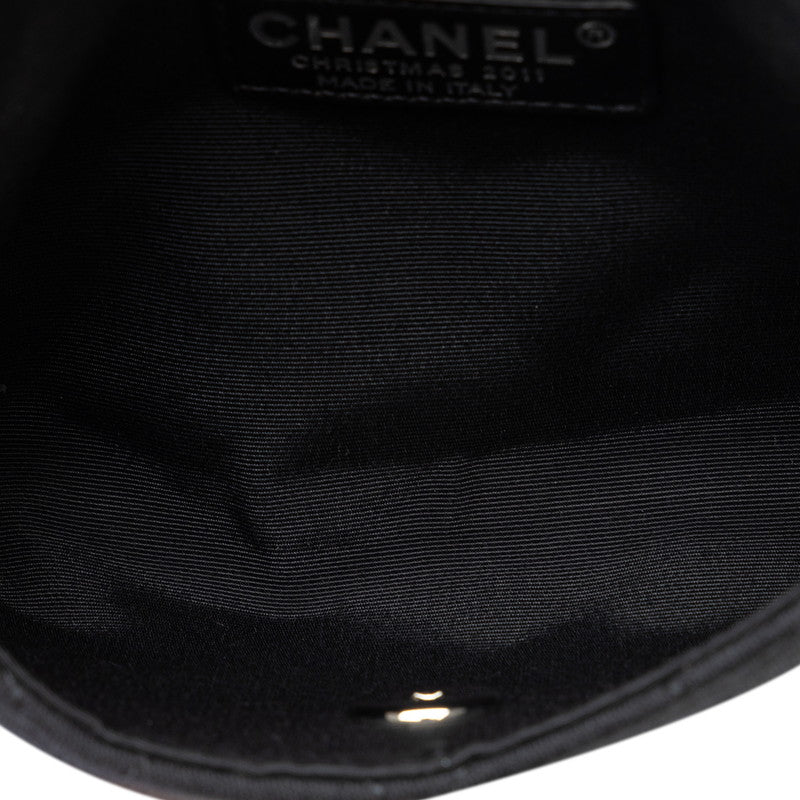 Chanel Mini Mattrase Christmas 2011 Limited Chain Shoulder Bag Black Silver Canvas  CHANEL