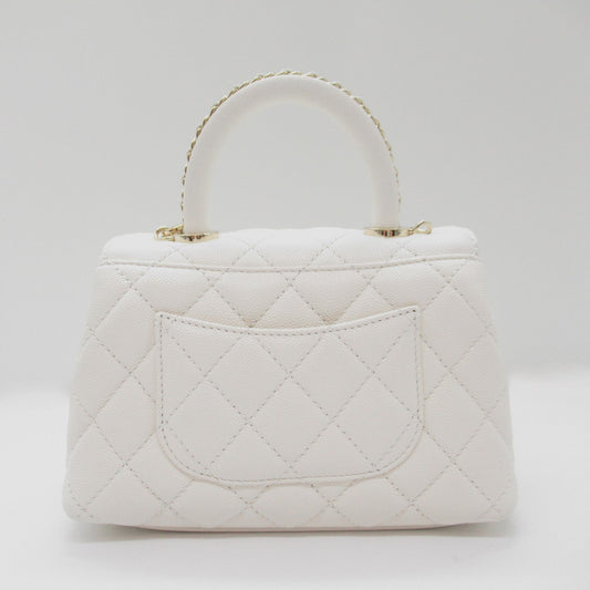 Chanel Coco Handle Matrasse 2w Shoulder Bag 2way Shoulder Bag Caviar S  White AS2215