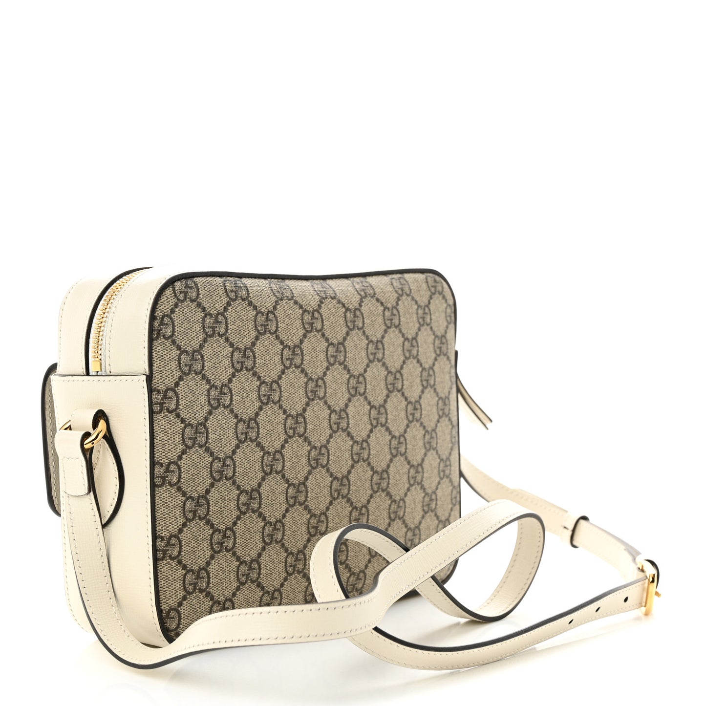 Gucci  GG Supreme Monogram Small Horsebit 1955 Shoulder Bag Beige Mystic White