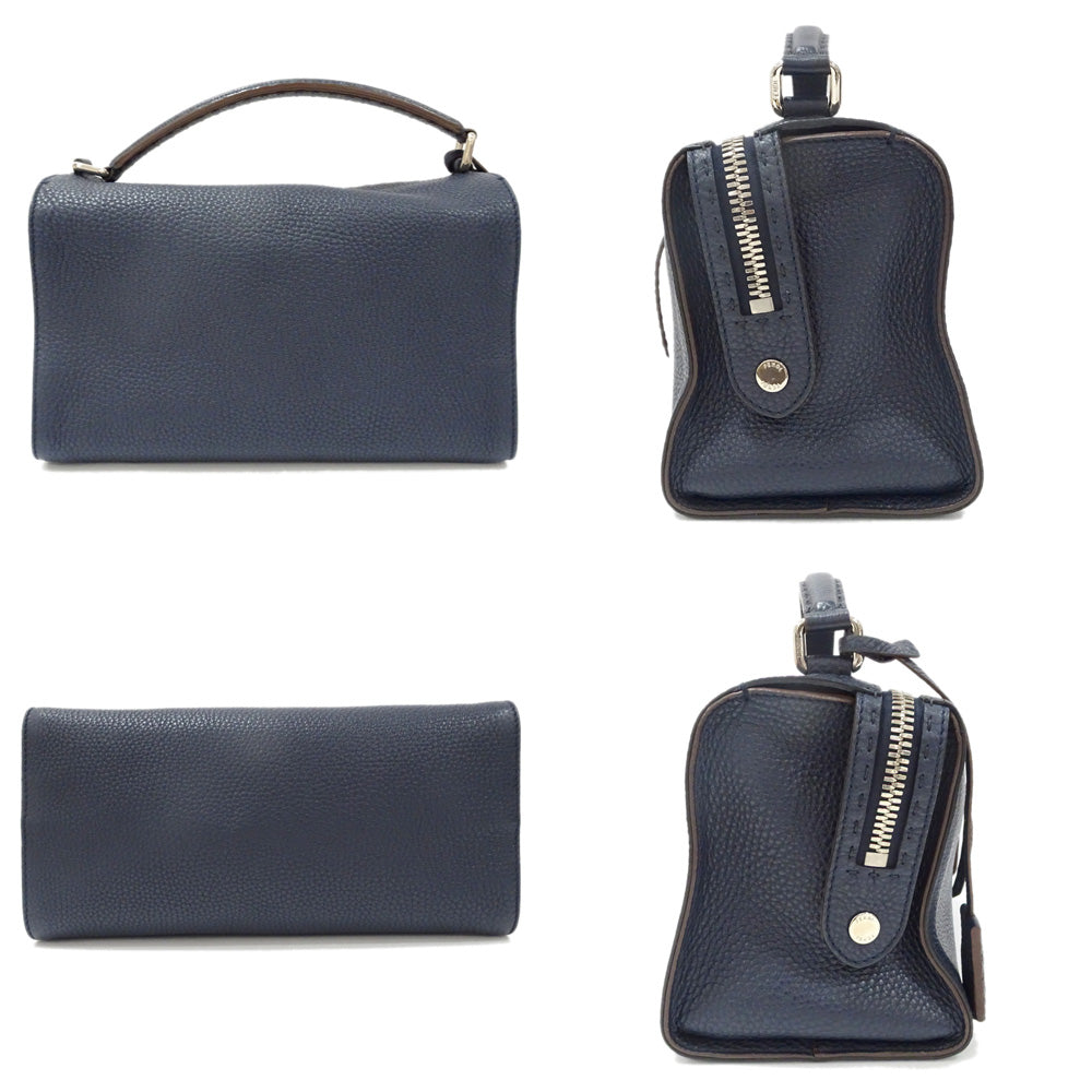 Fendi Celeria R 8BL137 2WAY Leather Bag Navy Shoulder Bag