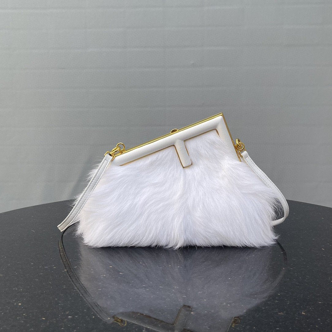 Fendi Fendirst Small White Fox Fur Bag For Woman 26cm/10in