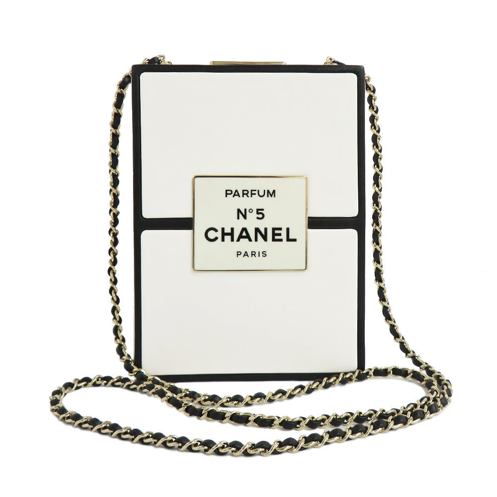 Chanel Chain Shoulder Bag .5  Box White Black  G  GD Gold Tools 31st White Black Perfume Box Mini-Bags