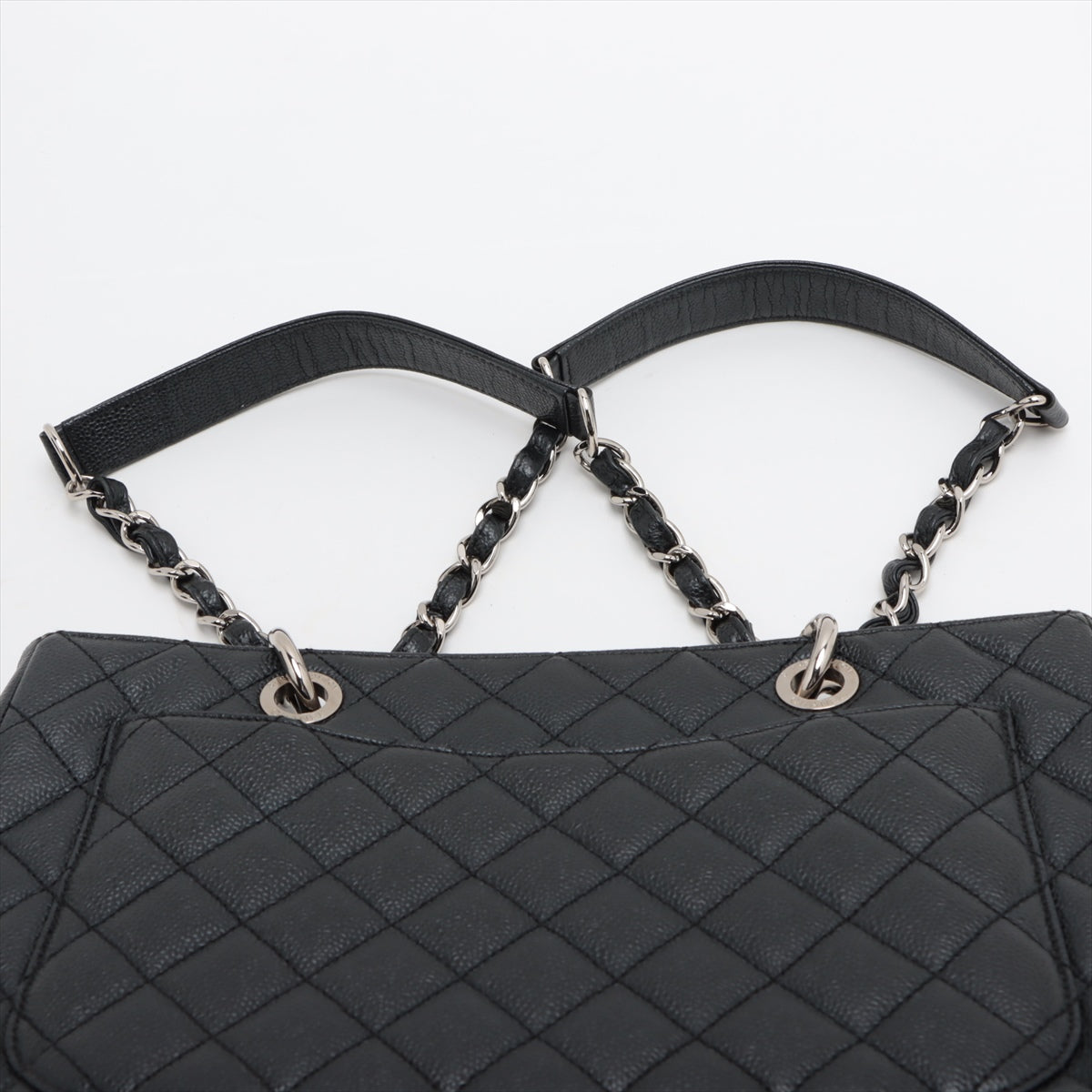 Chanel GST Caviar S Tote Top Bag Black Silver G