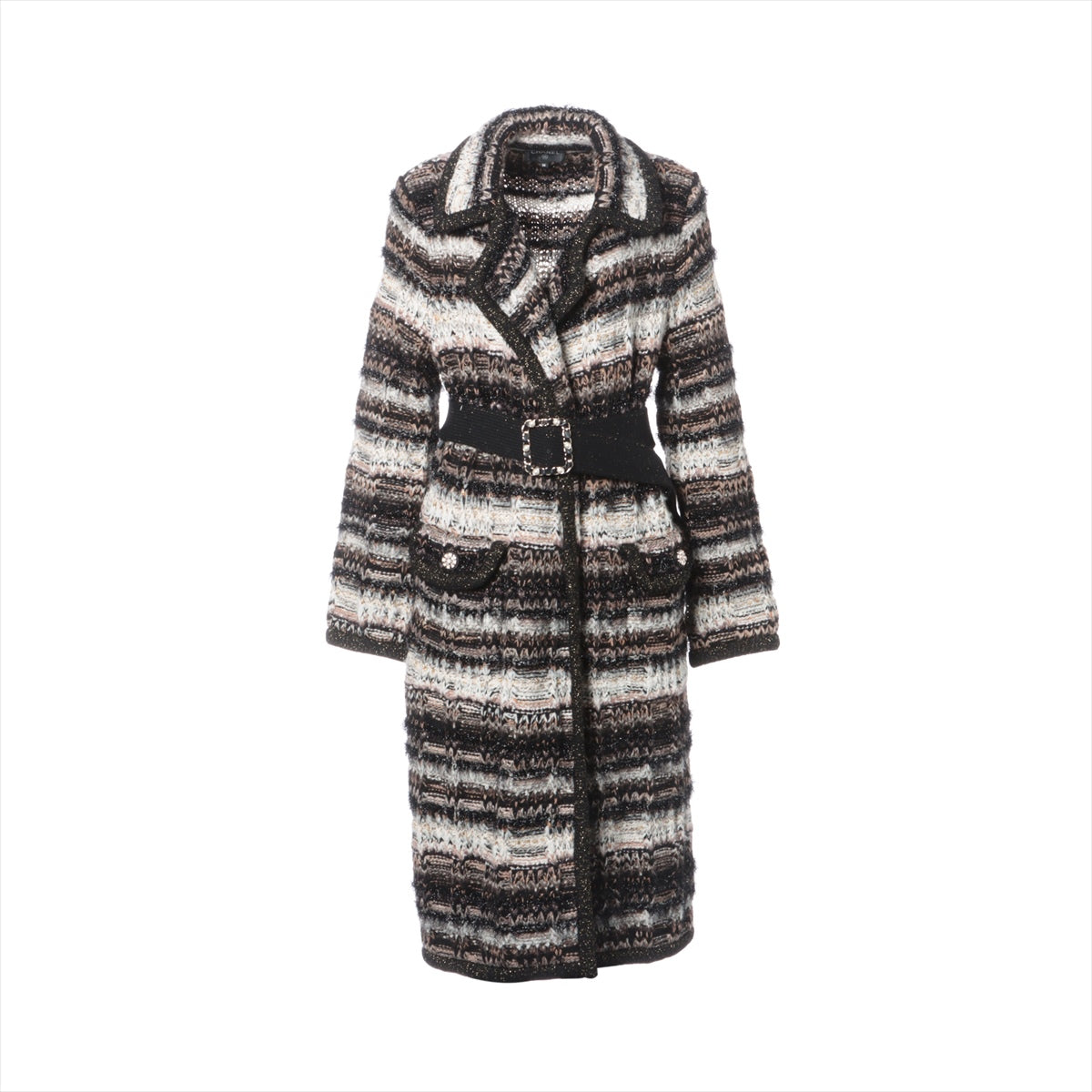 Chanel Coco Wool Gauntcoat 36  Multicolor P62580K48086 Belt to