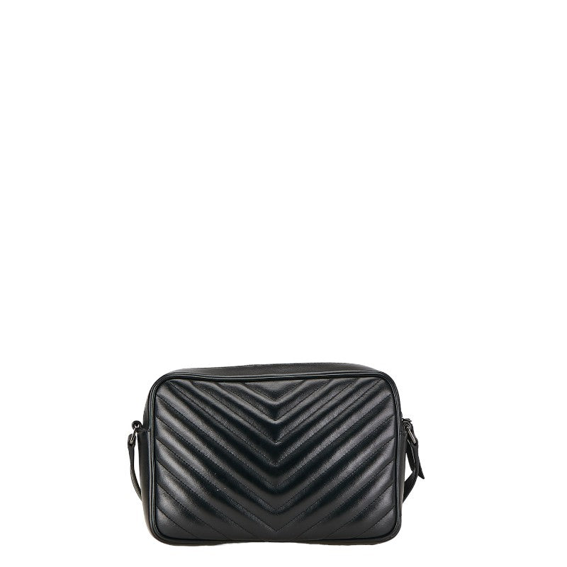 Saint Laurent YSL Logo V Stitch Lou Fringe  Shoulder Bag 520534 Black Leather  Saint Laurent