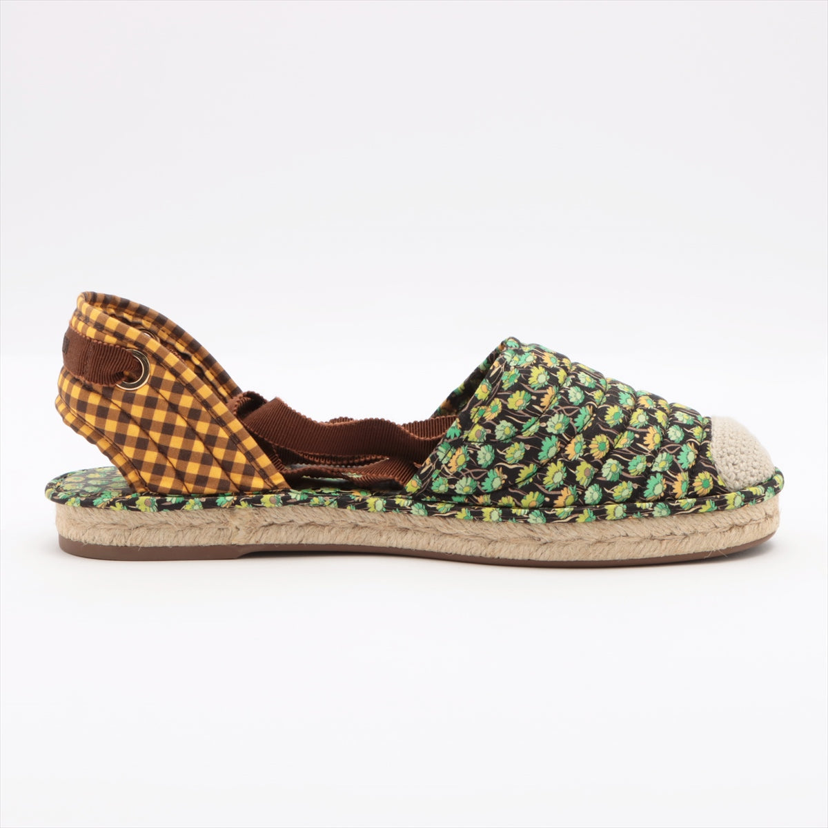 Fendi Fabric Sandal 38  Green  Yellow Espadrillum