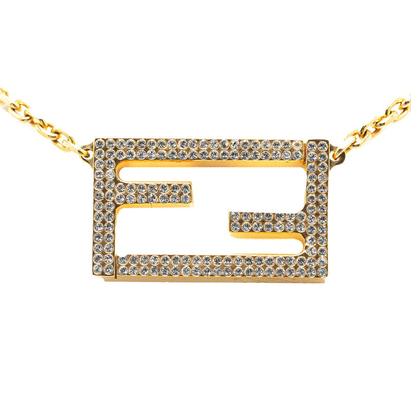 Fendi FF logo line stone chain necklace g metal ladies Fendi