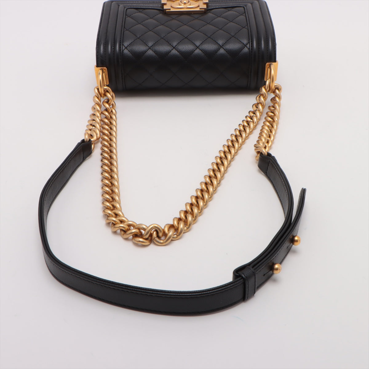 Chanel Boy Chanel 20 Small Caviar S Chain Shoulder Bag Black G  A67085